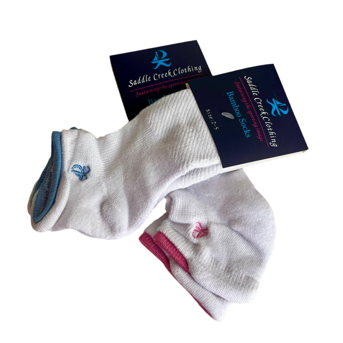 Bamboo Trainer Socks - Blue trim