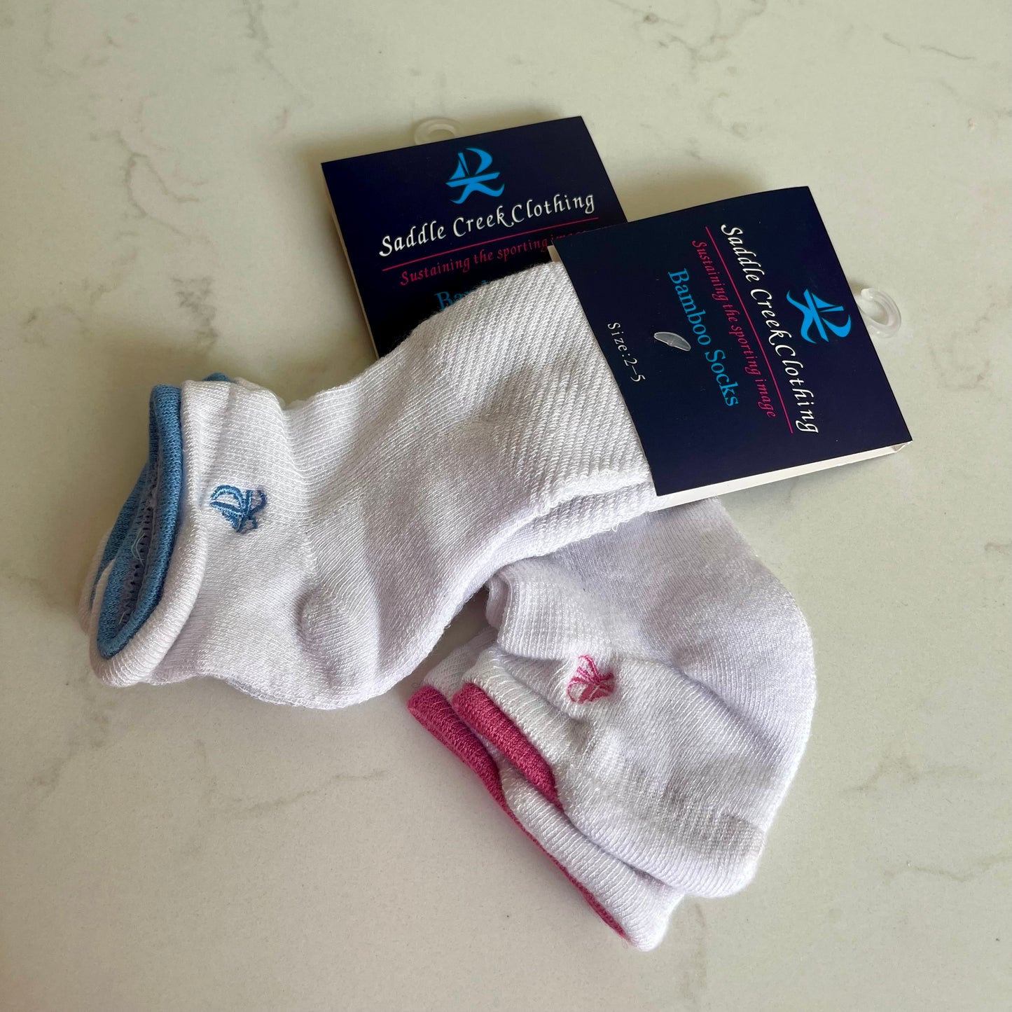 Bamboo Trainer Socks - Pink trim