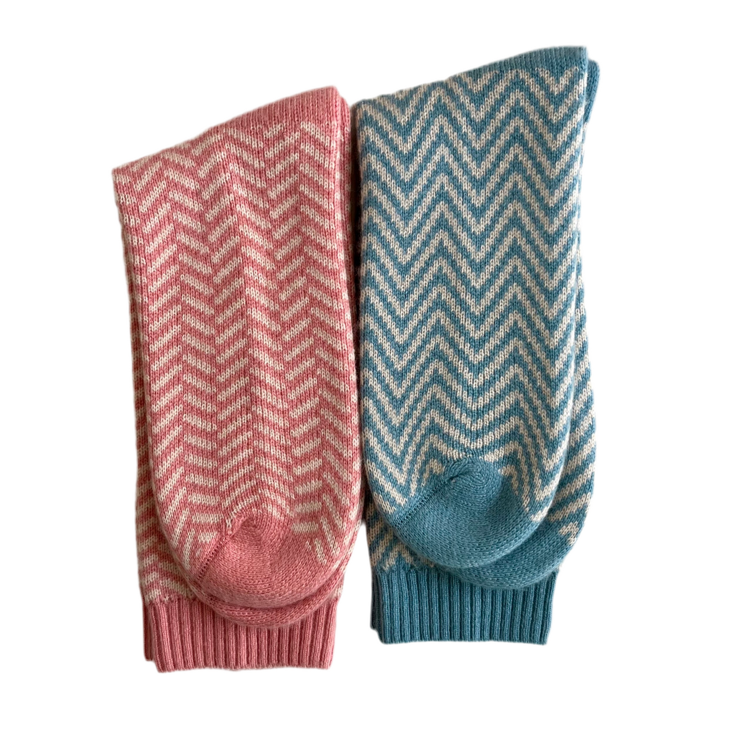Cashmere socks - blue chevron