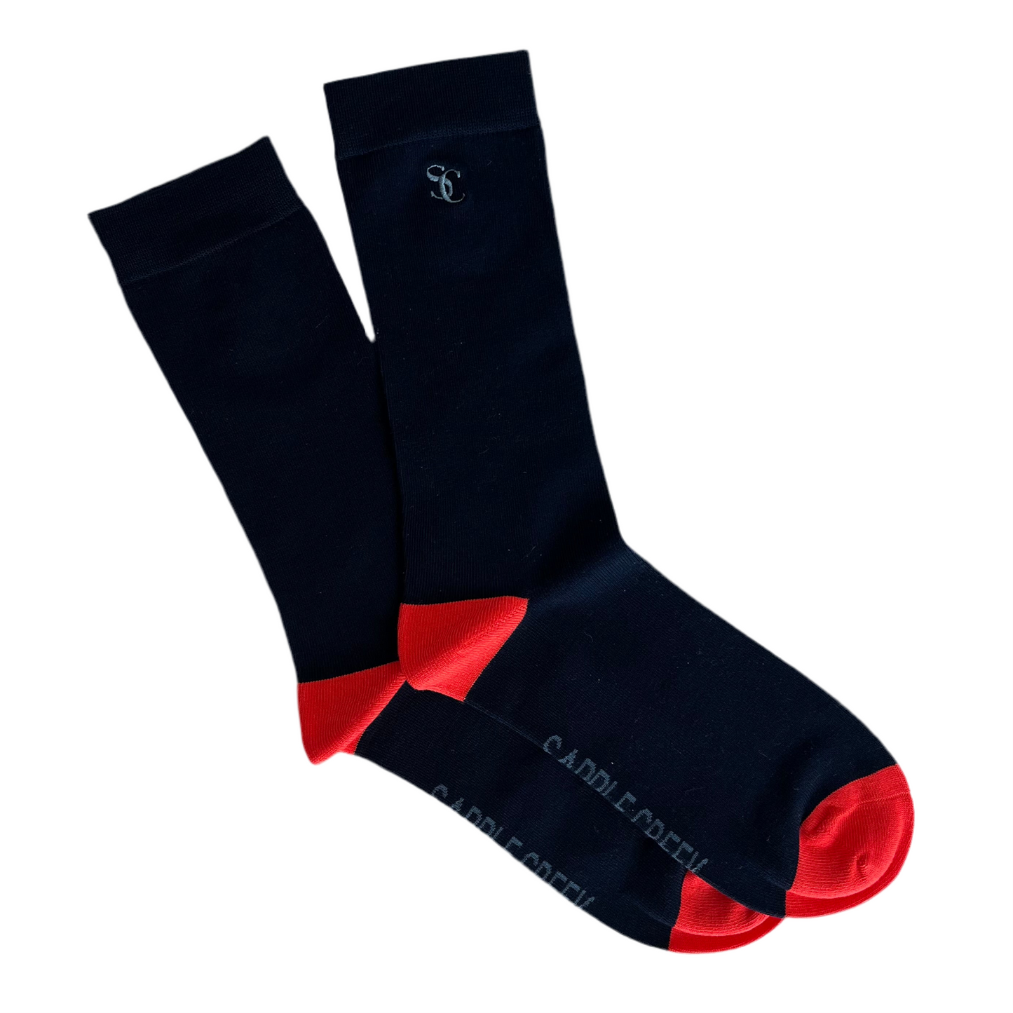Bamboo Socks - Plain Navy with coral heel