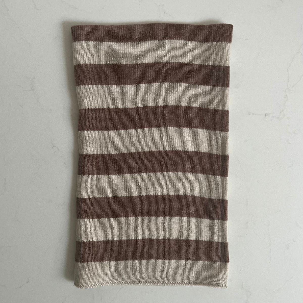 Cashmere Reversible Snoods - Cocoa and Oatmeal stripe
