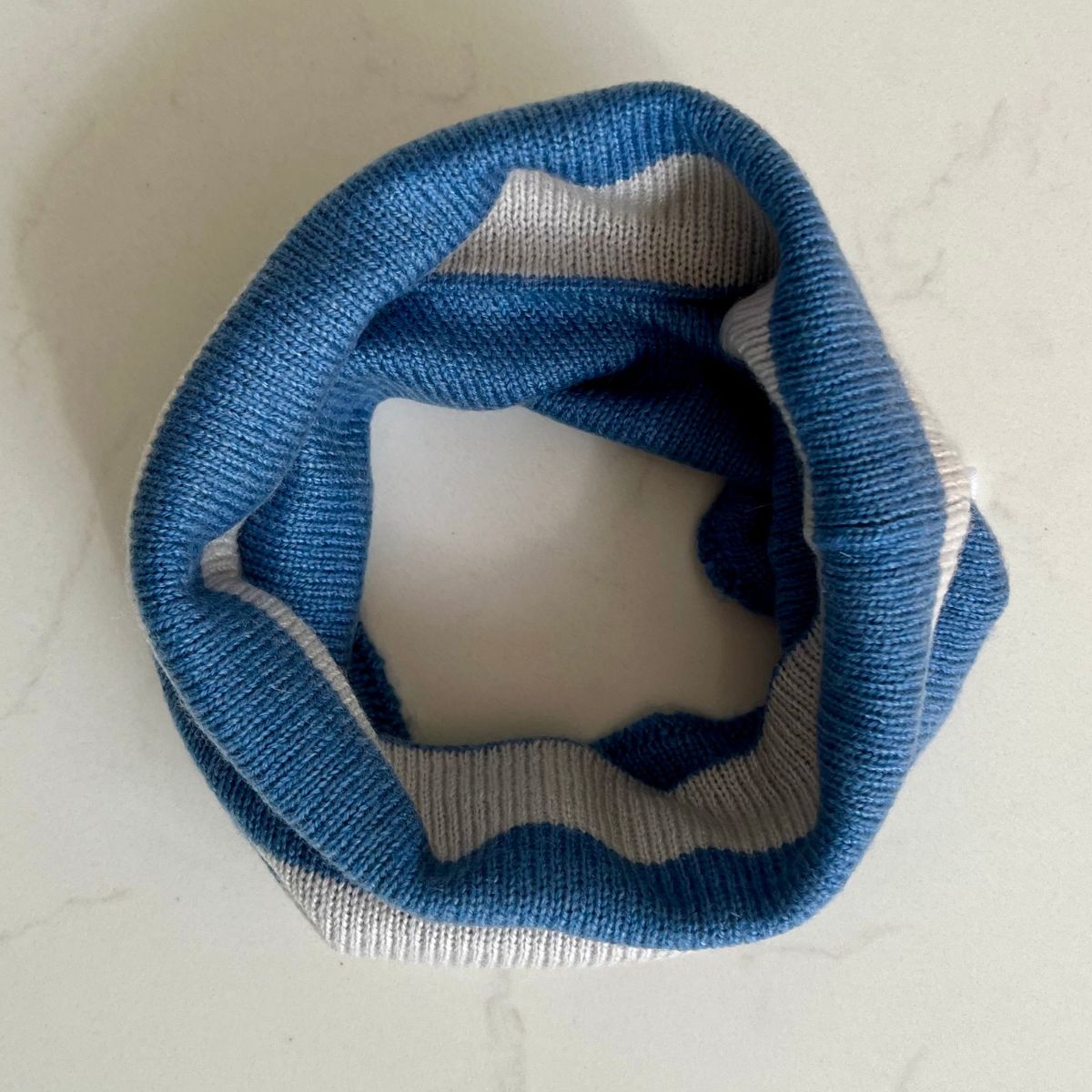 Kids Reversible Cashmere Snood - Blue & Oatmeal