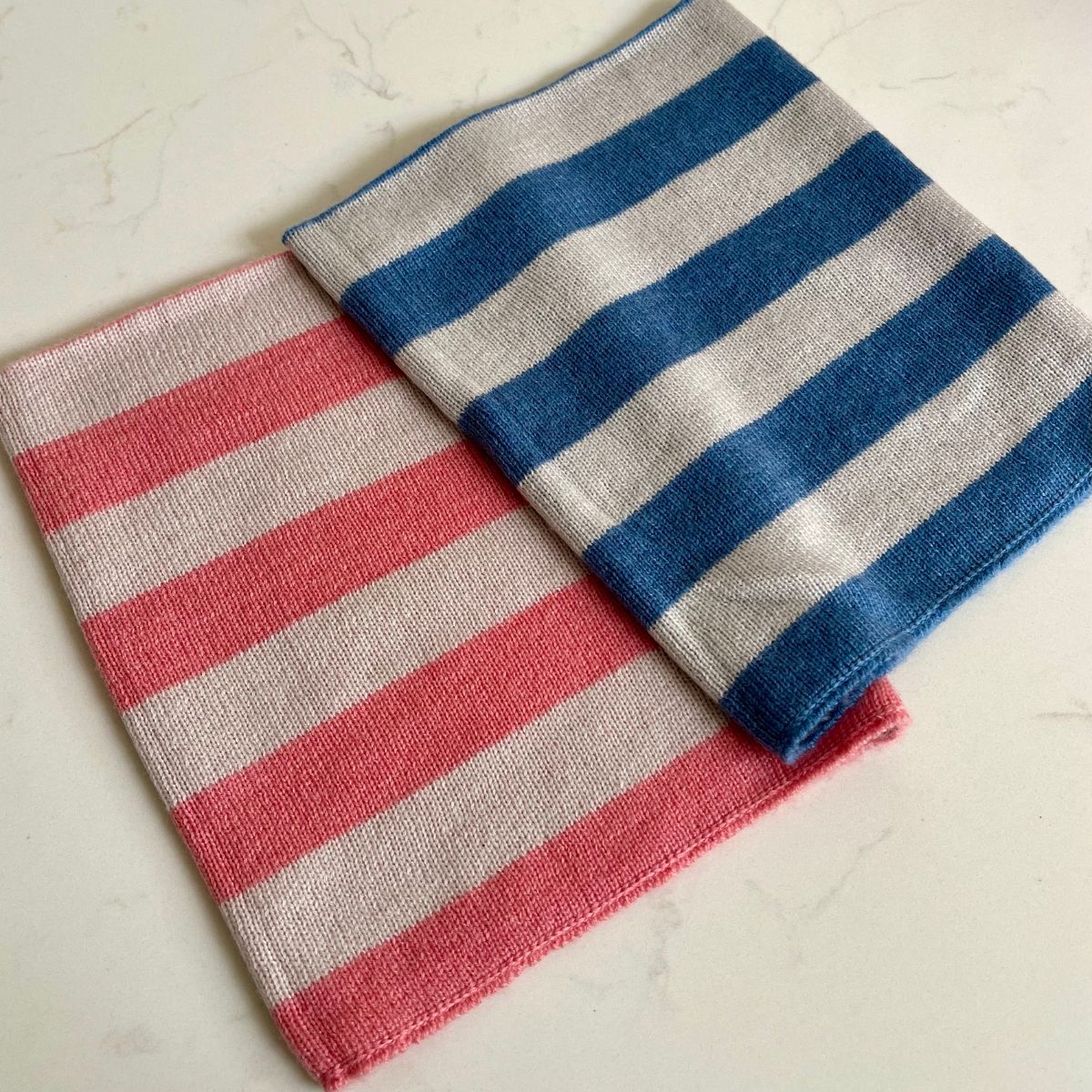 Kids Reversible Cashmere Snood - Blue & Oatmeal