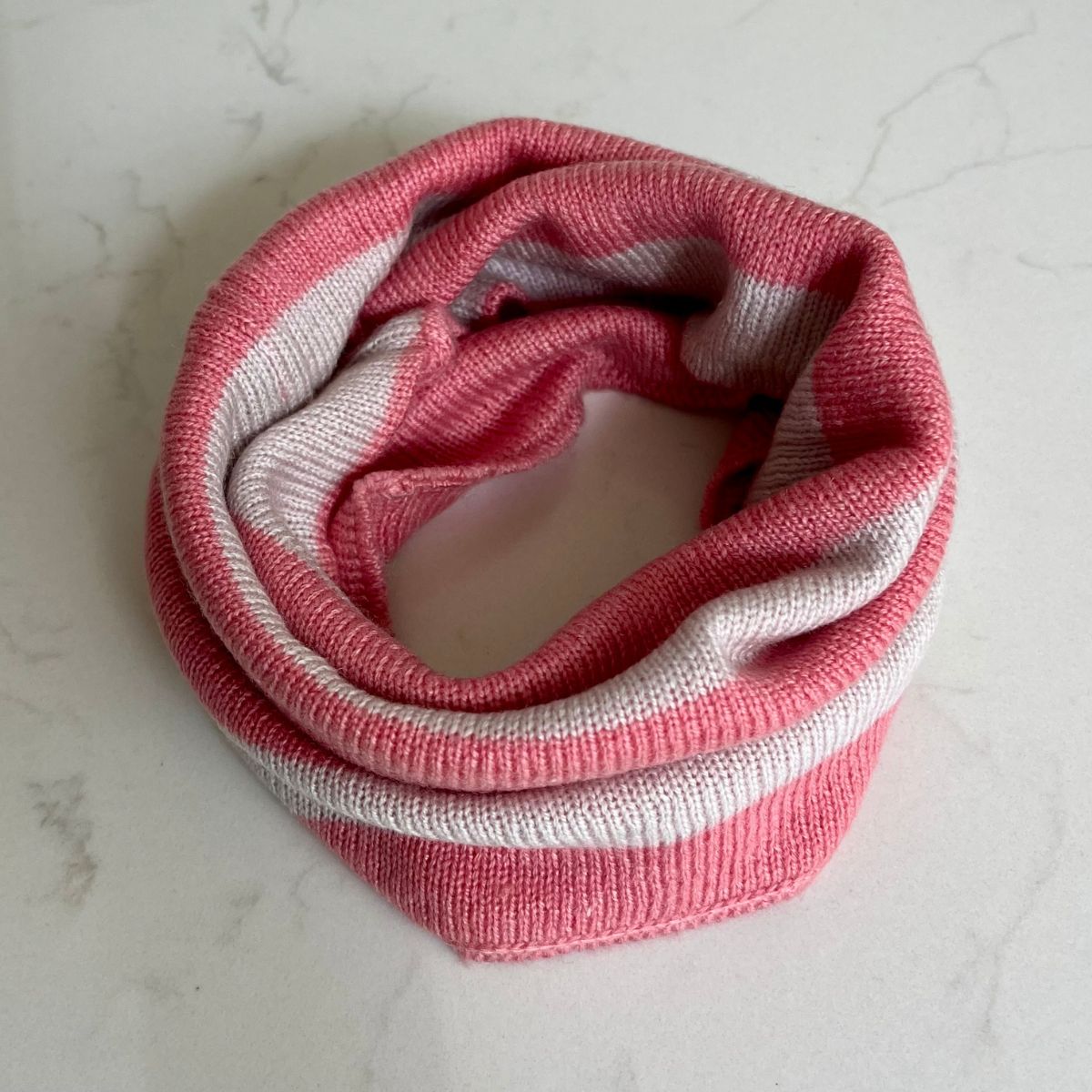 Kids Reversible Cashmere Snood - Pink & Oatmeal
