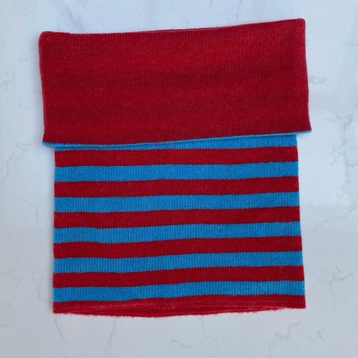 Cashmere Reversible Snoods - Cyan Blue & Coral Red