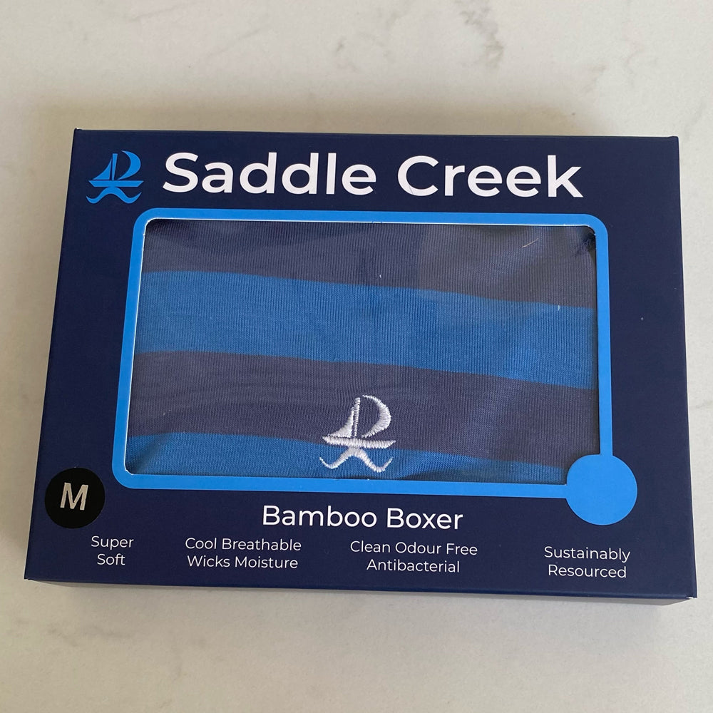 Bamboo Boxers – Campy Navy & Blue Wide Stripe