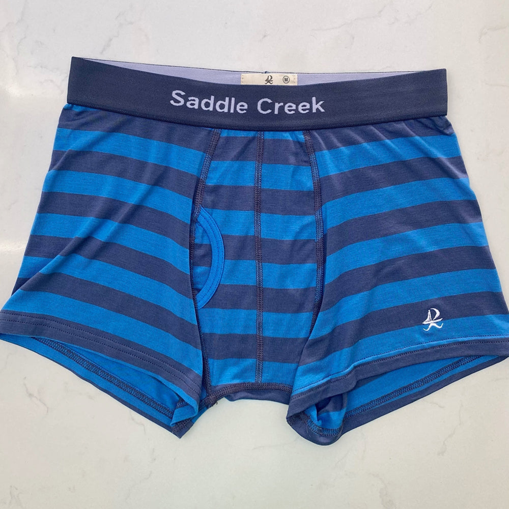 Bamboo Boxers – Campy Navy & Blue Wide Stripe