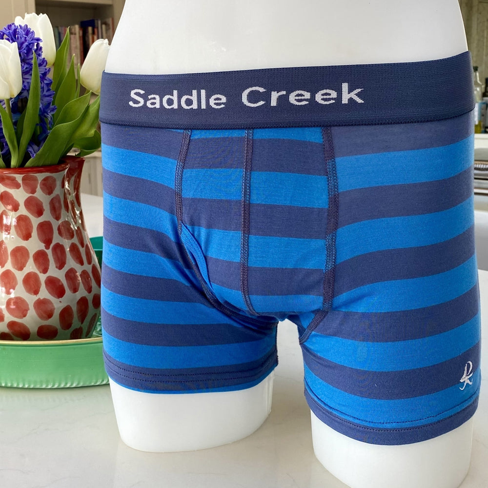 Bamboo Boxers – Campy Navy & Blue Wide Stripe