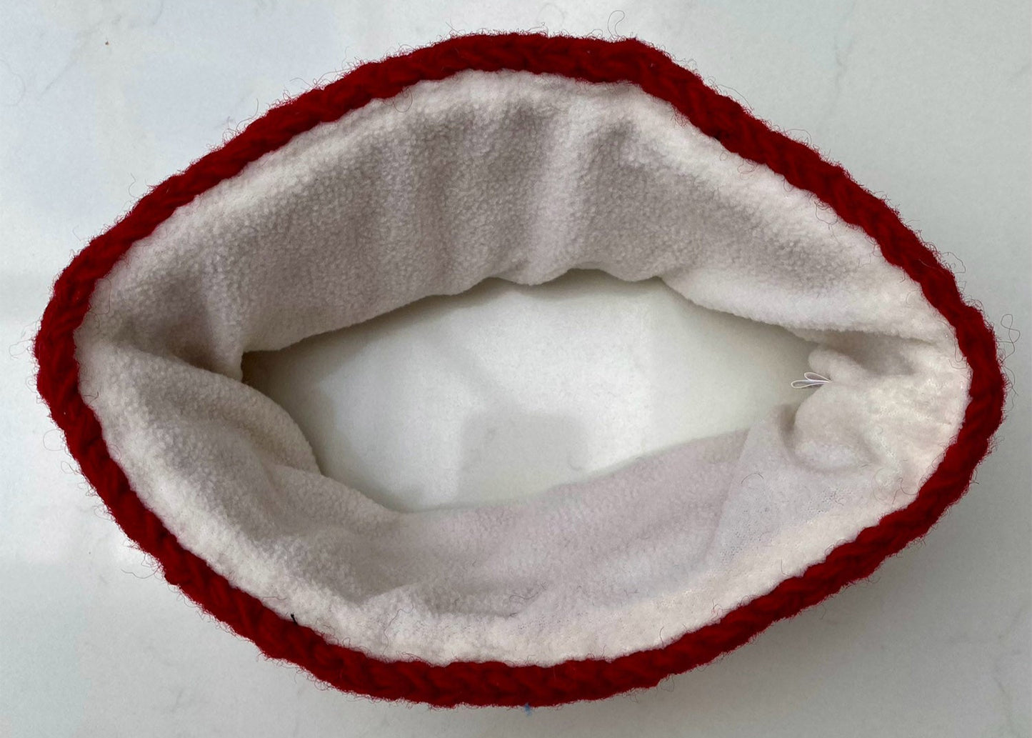 Knitted Fleece-Lined Headband - Red & White Patterned