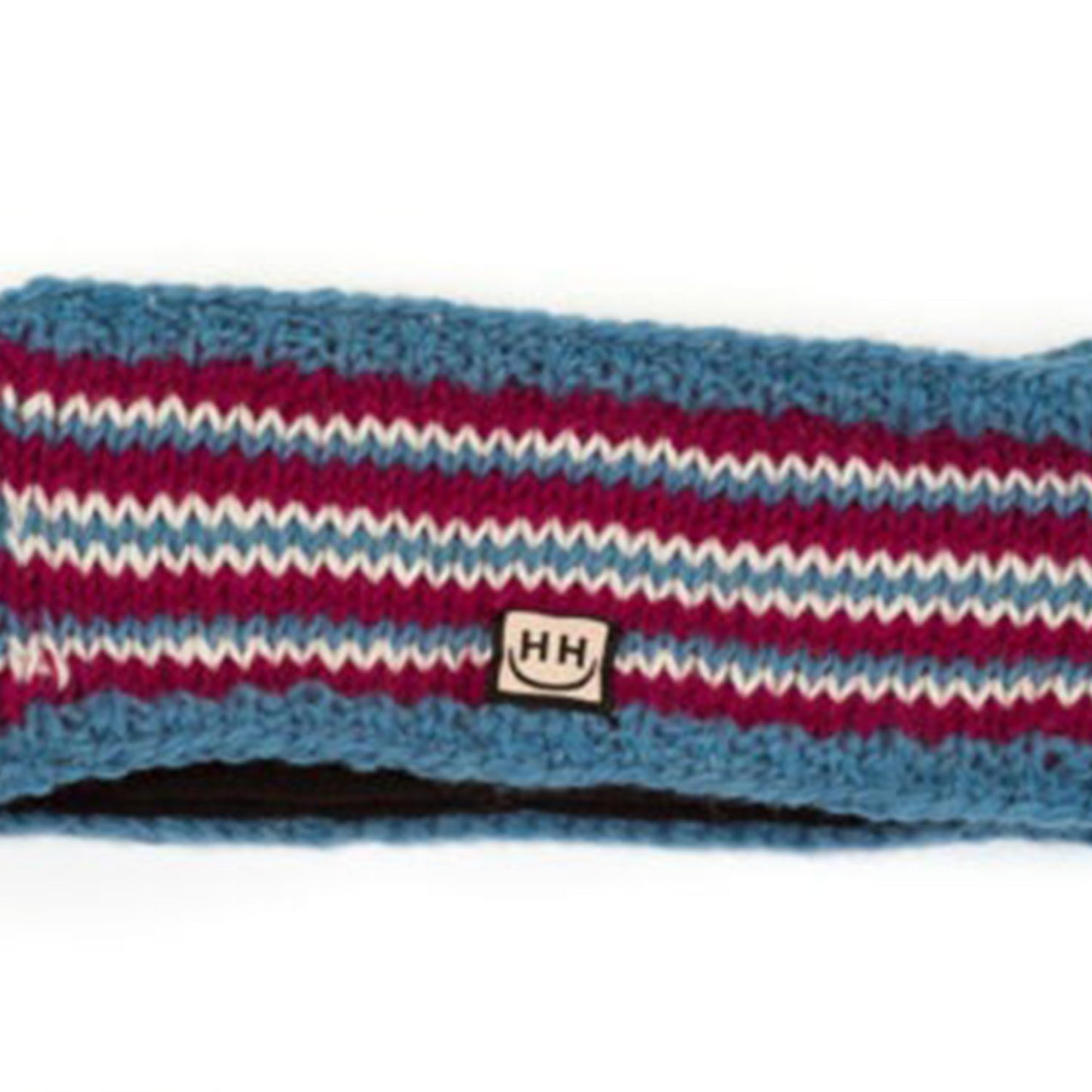Knitted Fleece-Lined Headband - Fuchsia & Sky Blue Striped