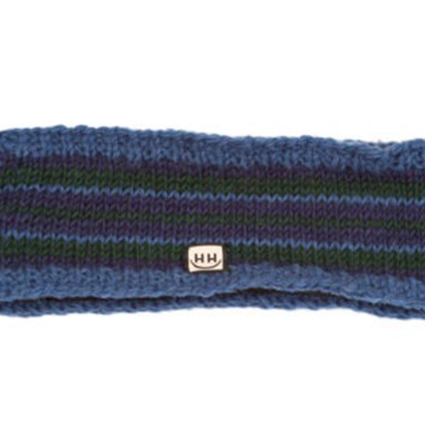Knitted Fleece-Lined Headband - Denim Blue & Green Striped