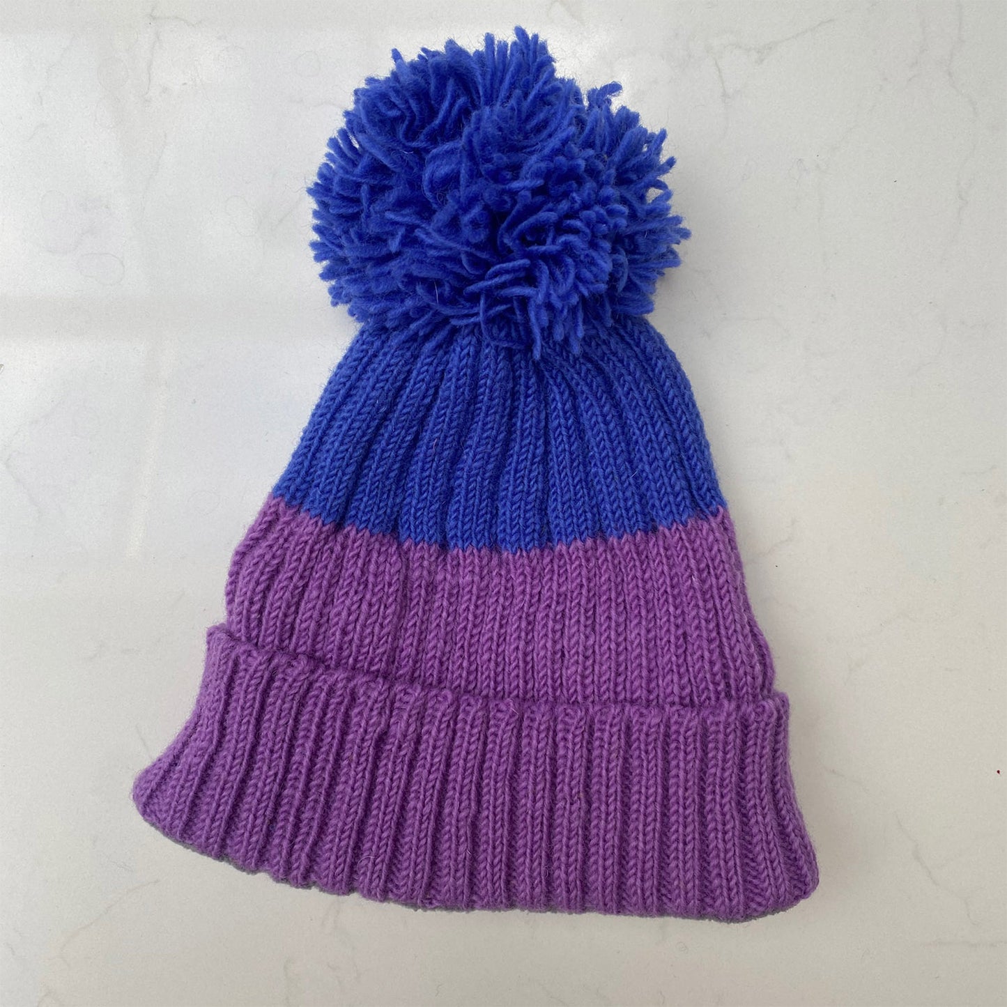 Woollen Bobble Hat - Iris & Blue