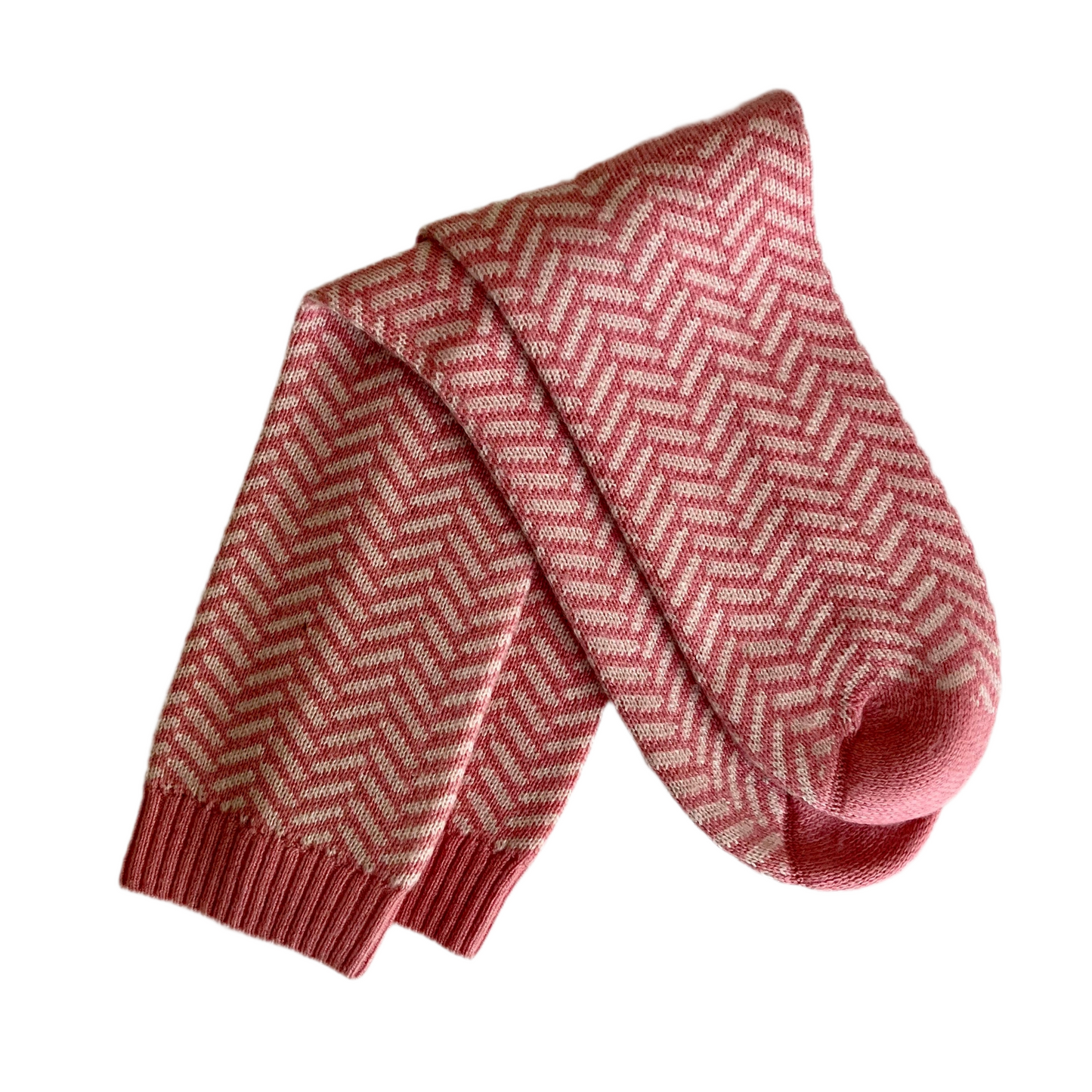 Cashmere socks - pink chevron
