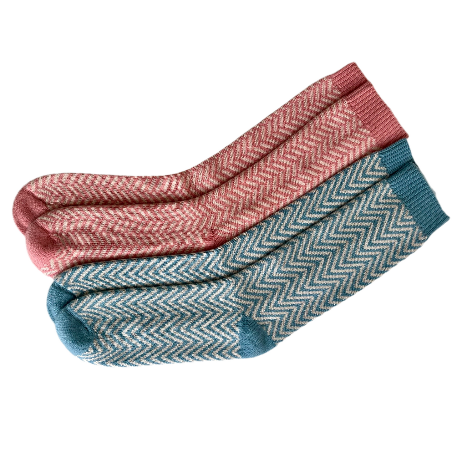 Cashmere socks - pink chevron
