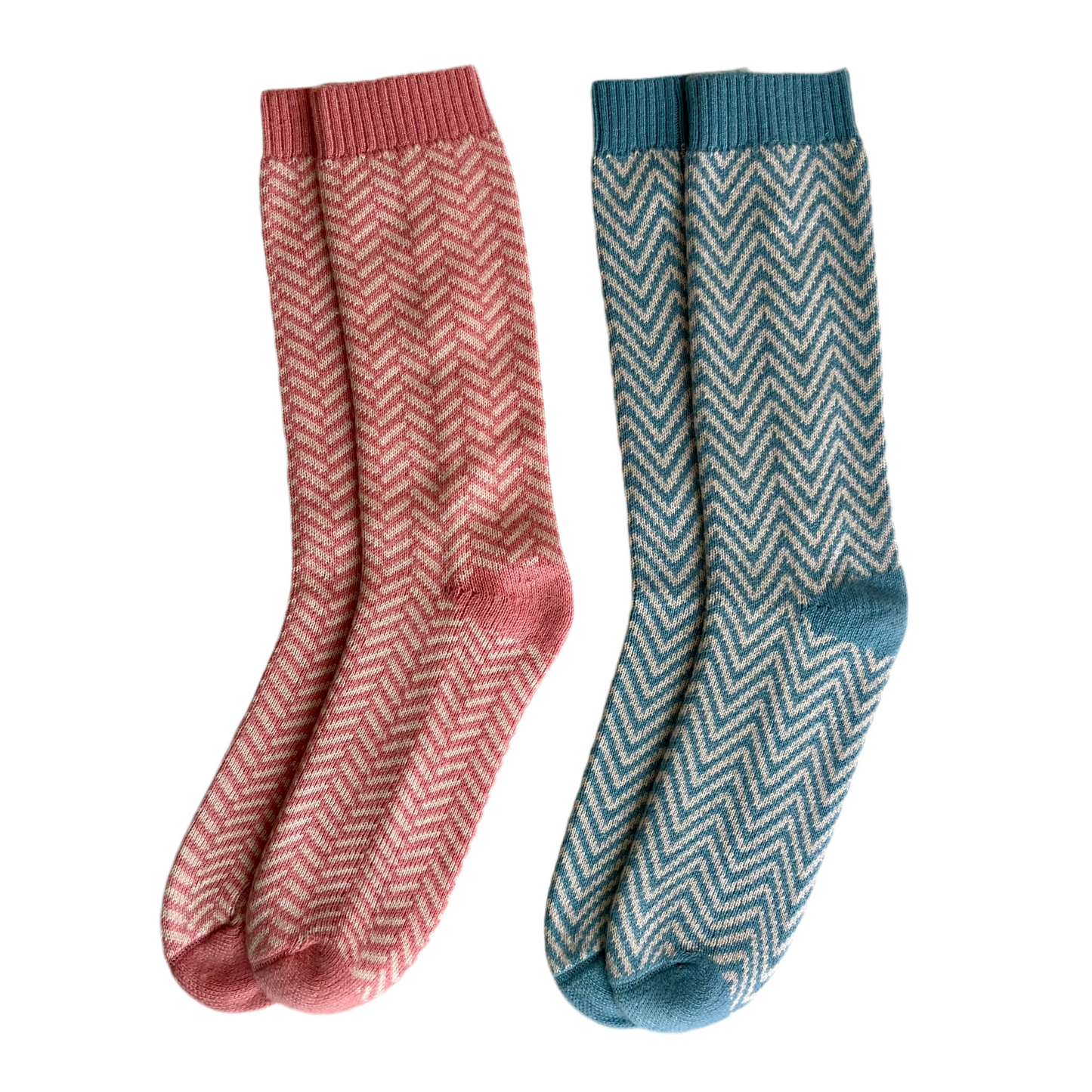 Cashmere socks - pink chevron