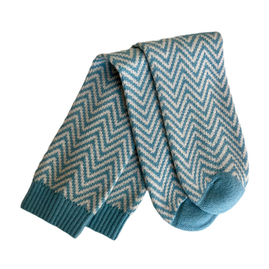 Cashmere socks - blue chevron