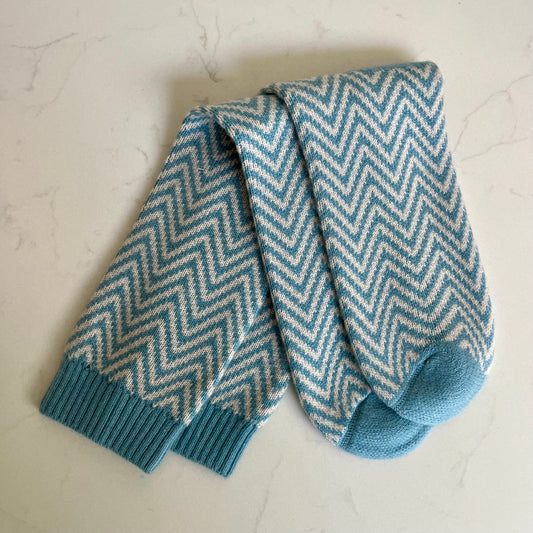Cashmere socks - blue chevron