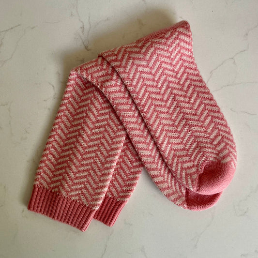 Cashmere socks - pink chevron