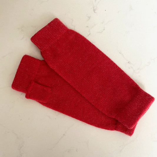 Cashmere Wrist Warmers – Coral Red