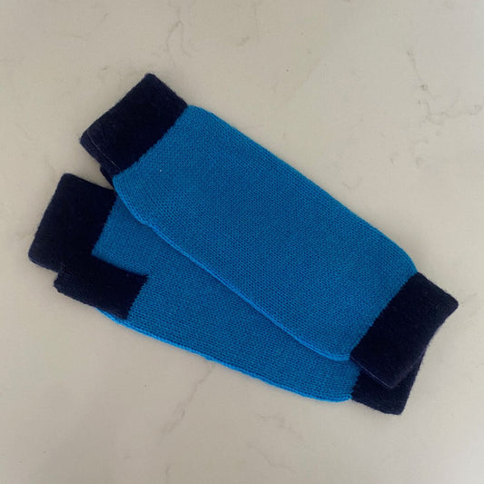 Cashmere Wrist Warmers - Navy & Blue