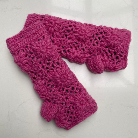 Crocheted Wrist Warmers – Pink