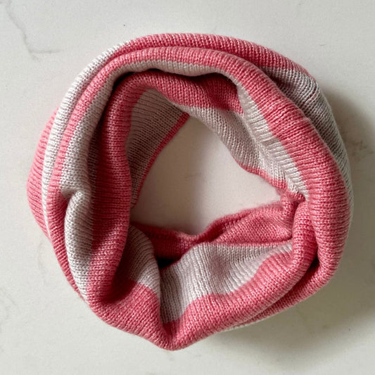Kids Reversible Cashmere Snood - Pink & Oatmeal