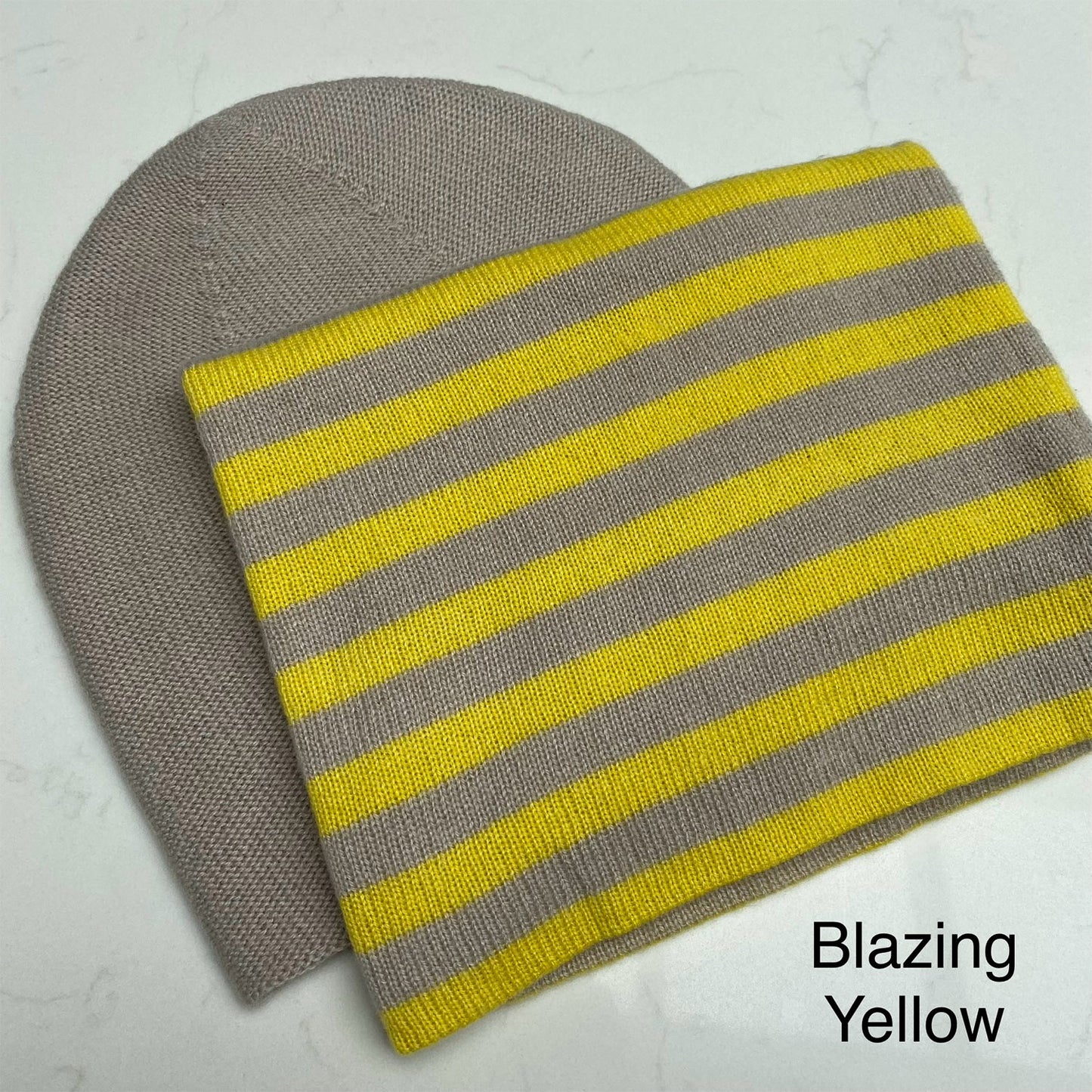 Cashmere Snood & Beanie Gift Set - Taupe & Yellow