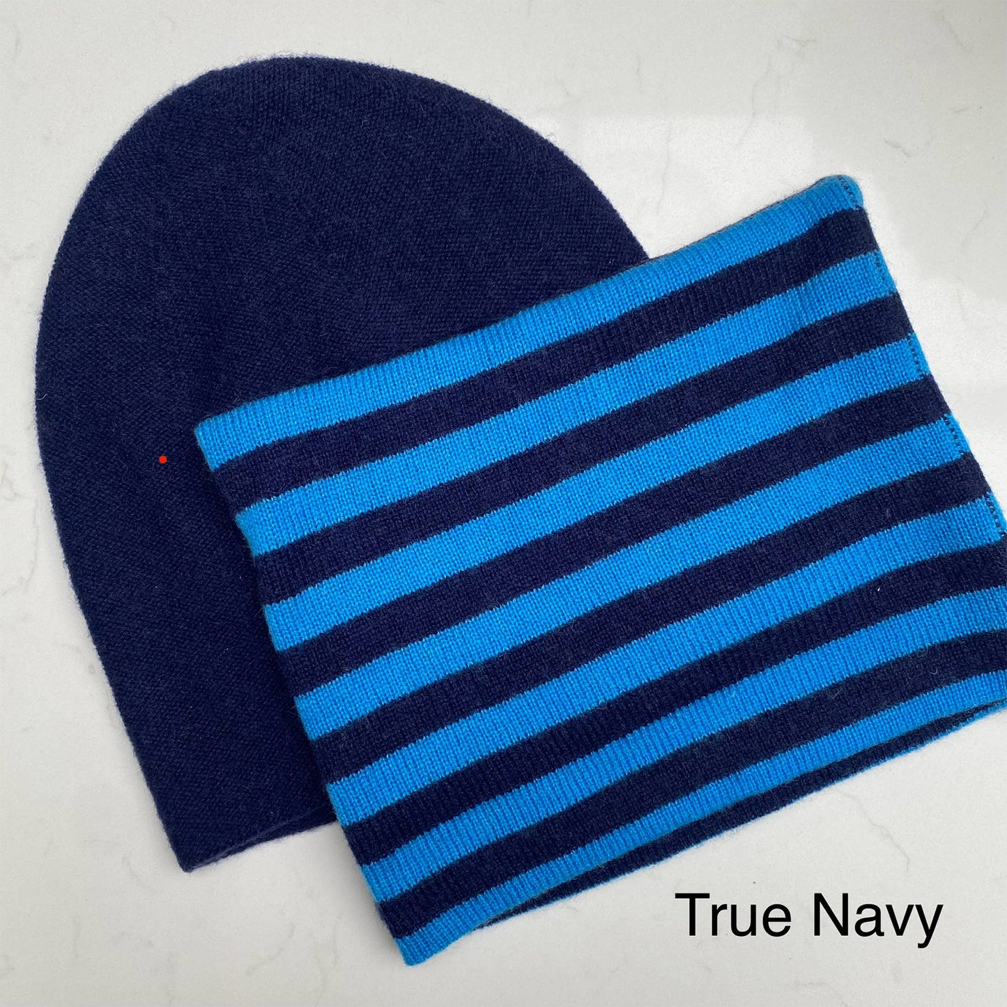 Cashmere Snood & Beanie Gift Set - Navy & Blue