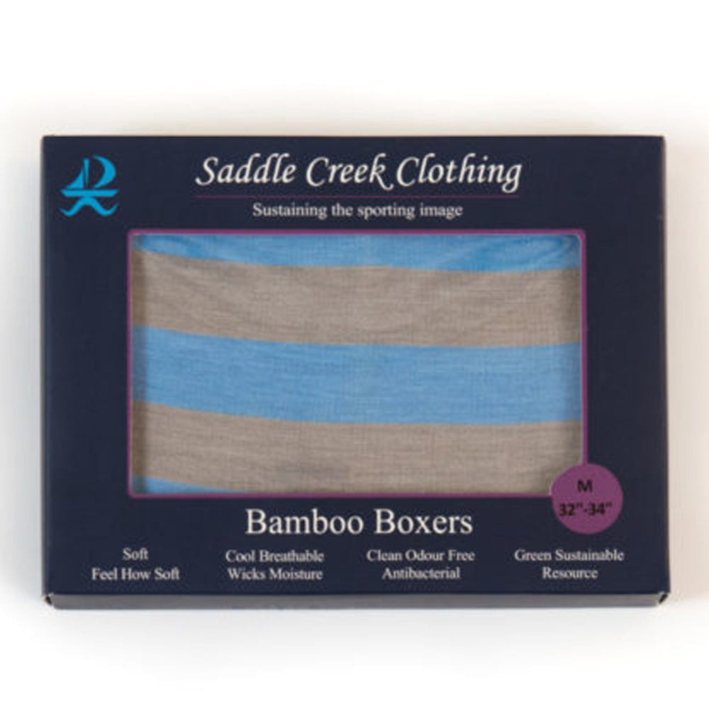 Bamboo Boxers – Grey & Sky Blue Wide Stripe