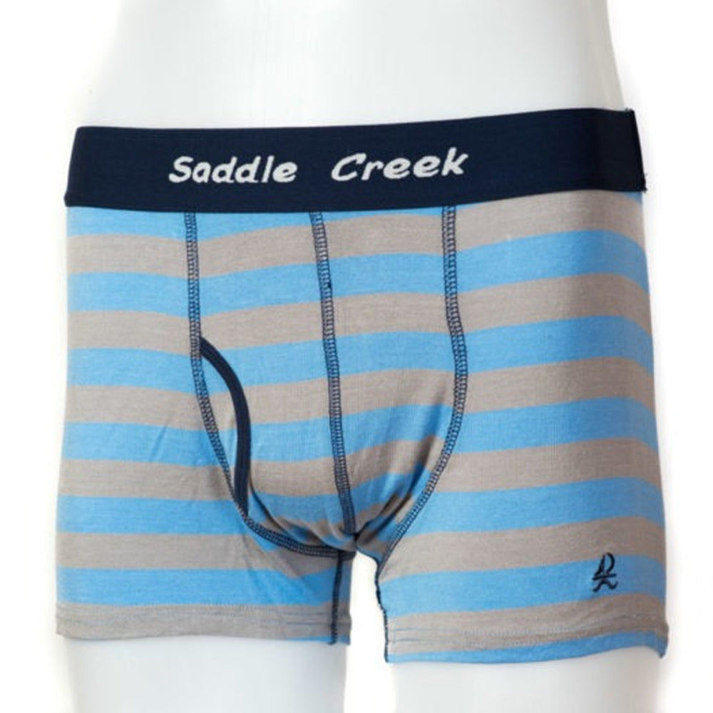 Bamboo Boxers – Grey & Sky Blue Wide Stripe
