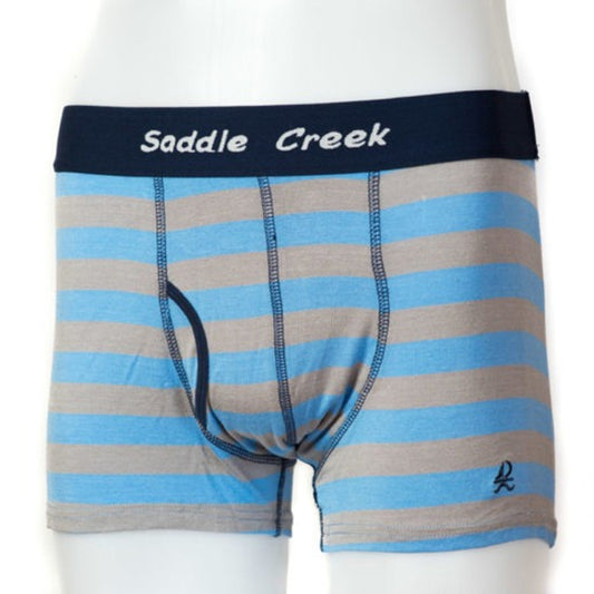 Bamboo Boxers – Grey & Sky Blue Wide Stripe