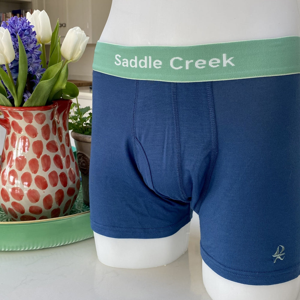 Bamboo Boxers – Leprechaun Blue with Green Band