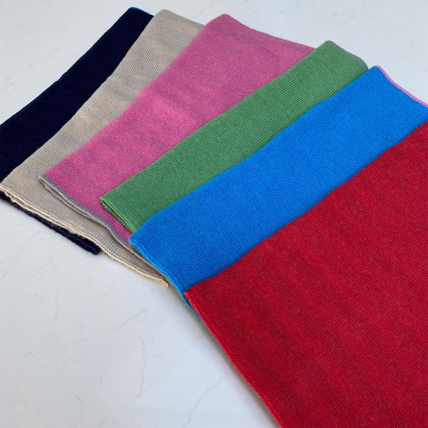 Cashmere Reversible Snoods - Yellow & Taupe