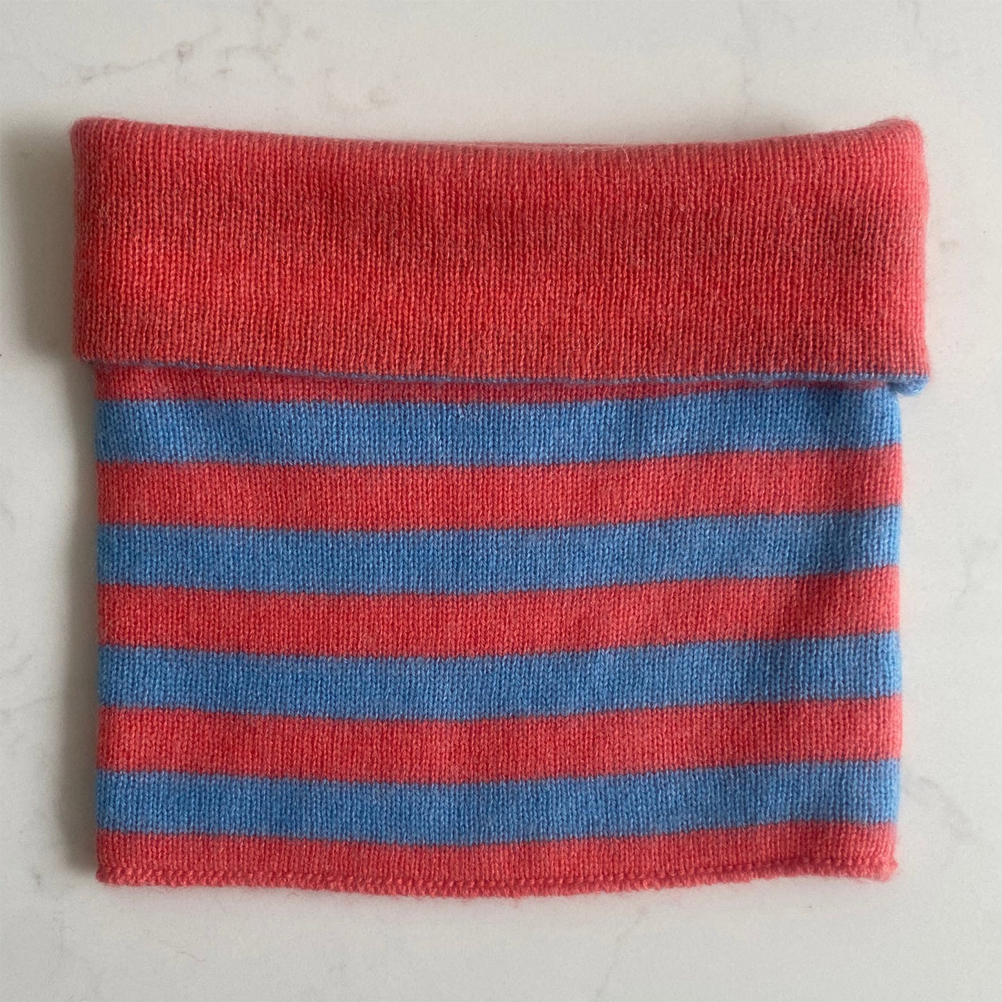 Kids Cashmere Snoods - Coral Red & Blue