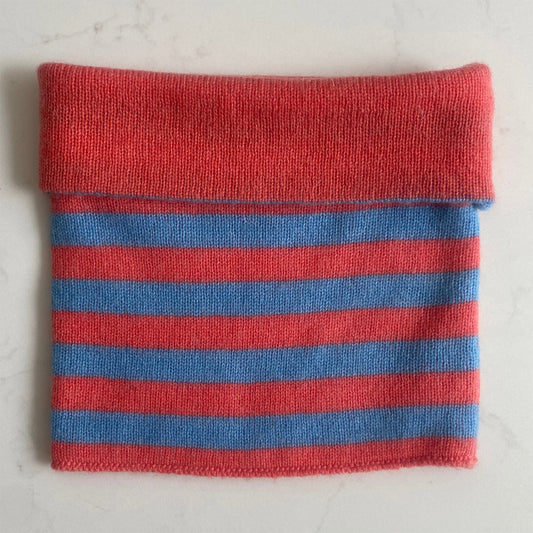 Kids Cashmere Snoods - Coral Red & Blue