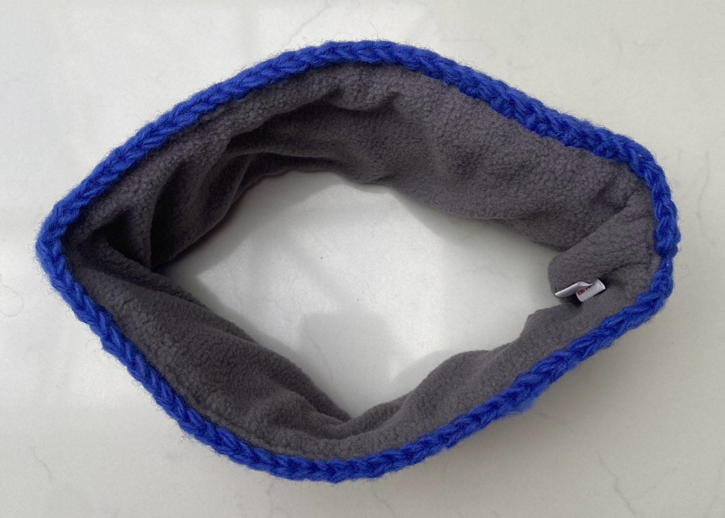Knitted Fleece-Lined Headband - Blue & Rose Patterned