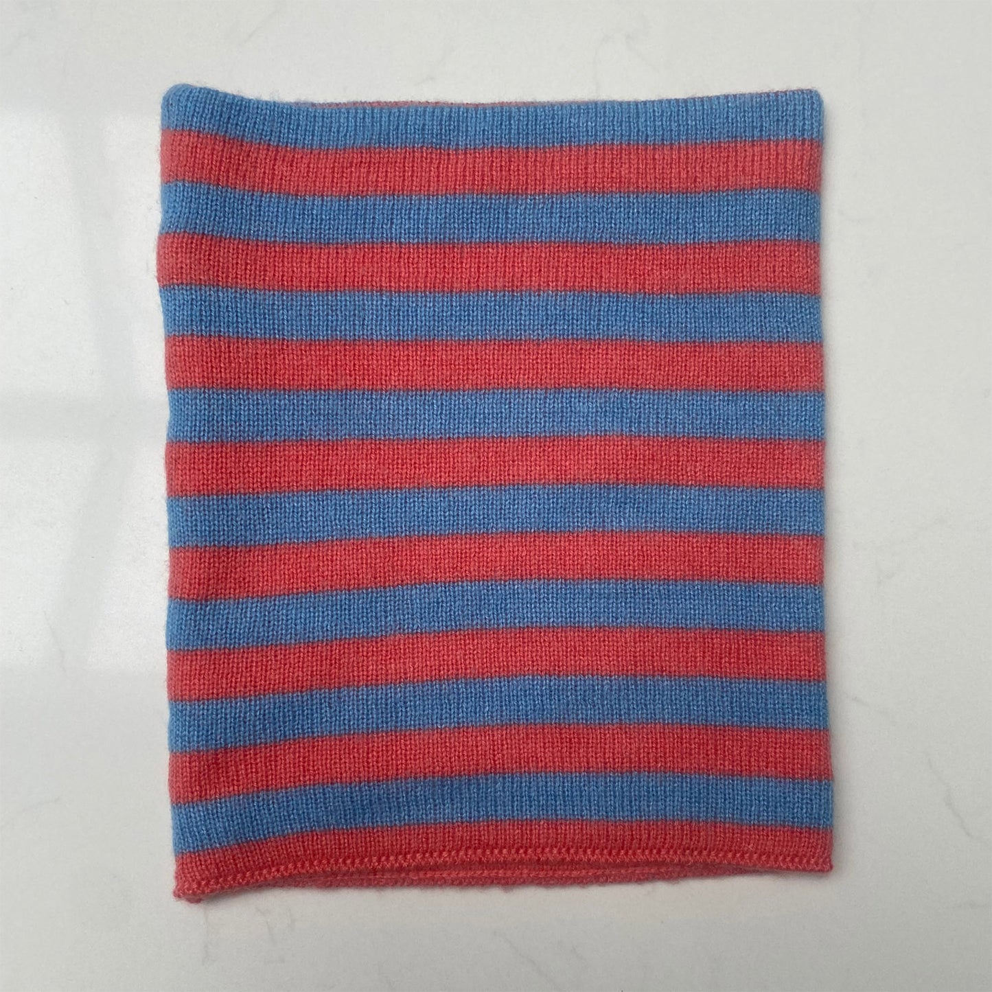 Kids Cashmere Snoods - Coral Red & Blue