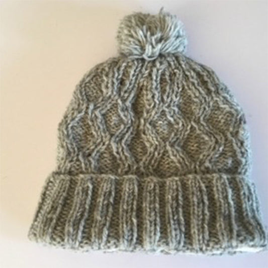 Woollen Bobble Hat - Light Grey