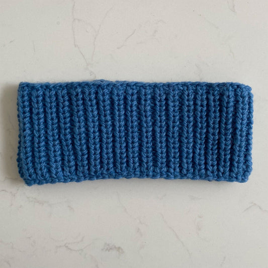 Knitted Fleece-Lined Headband - Chunky Blue