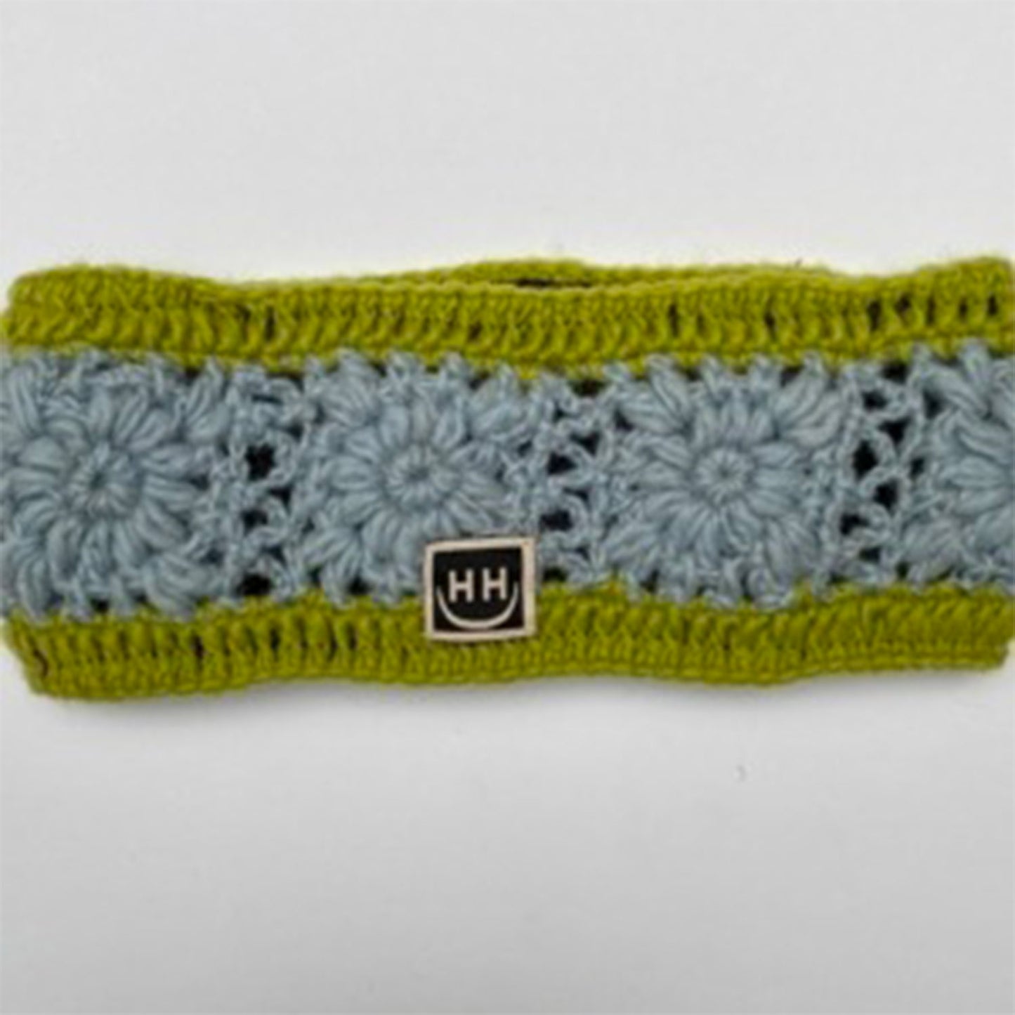 Crocheted Headband - Lime & Pale Blue