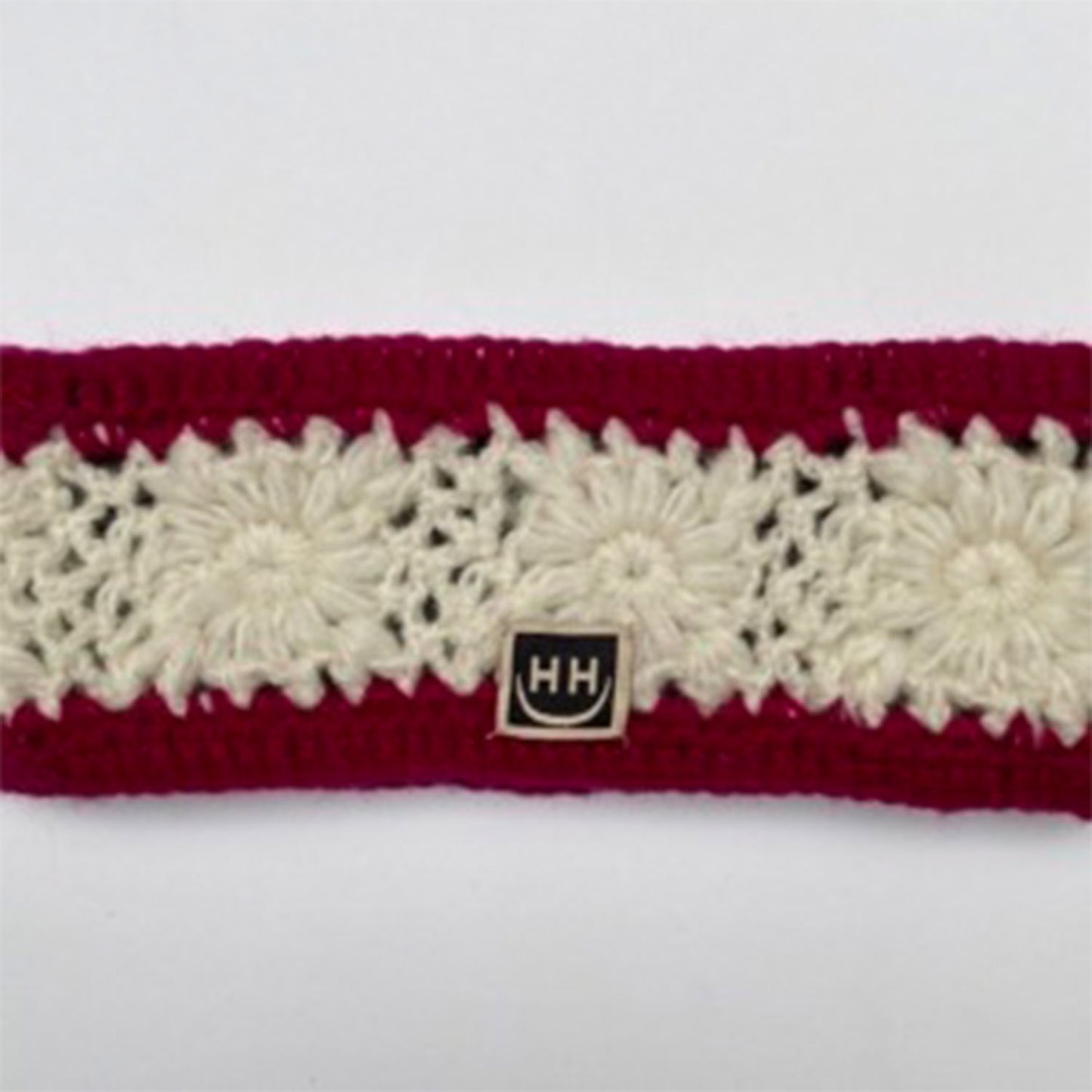 Crocheted Headband - Fuchsia & Cream