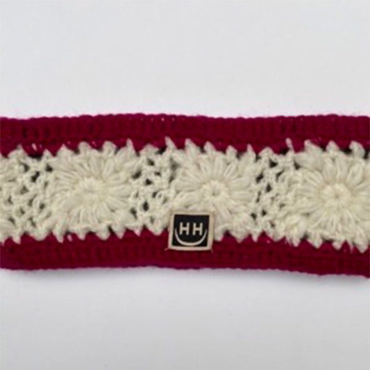 Crocheted Headband - Fuchsia & Cream