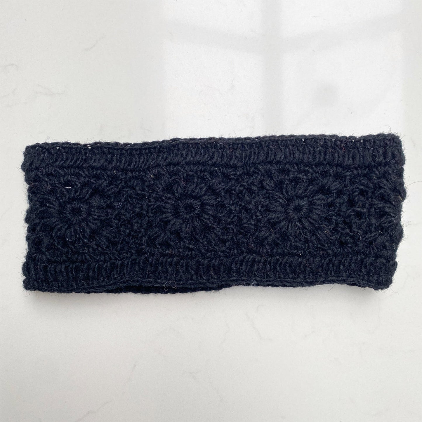 Crocheted Headband - Jet Black