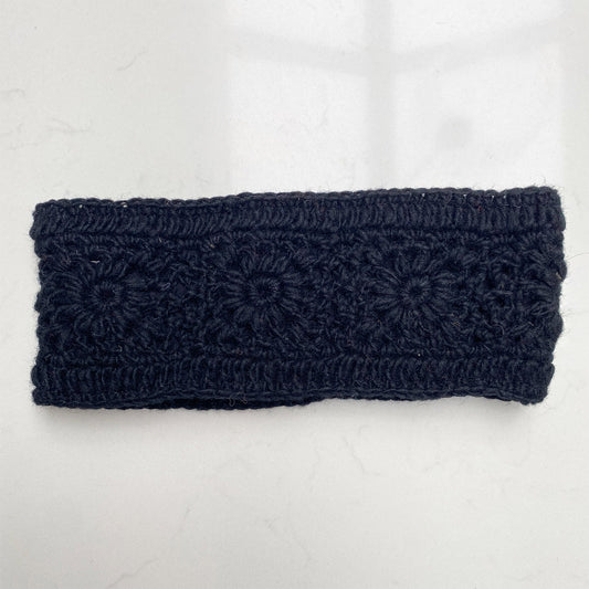 Crocheted Headband - Jet Black