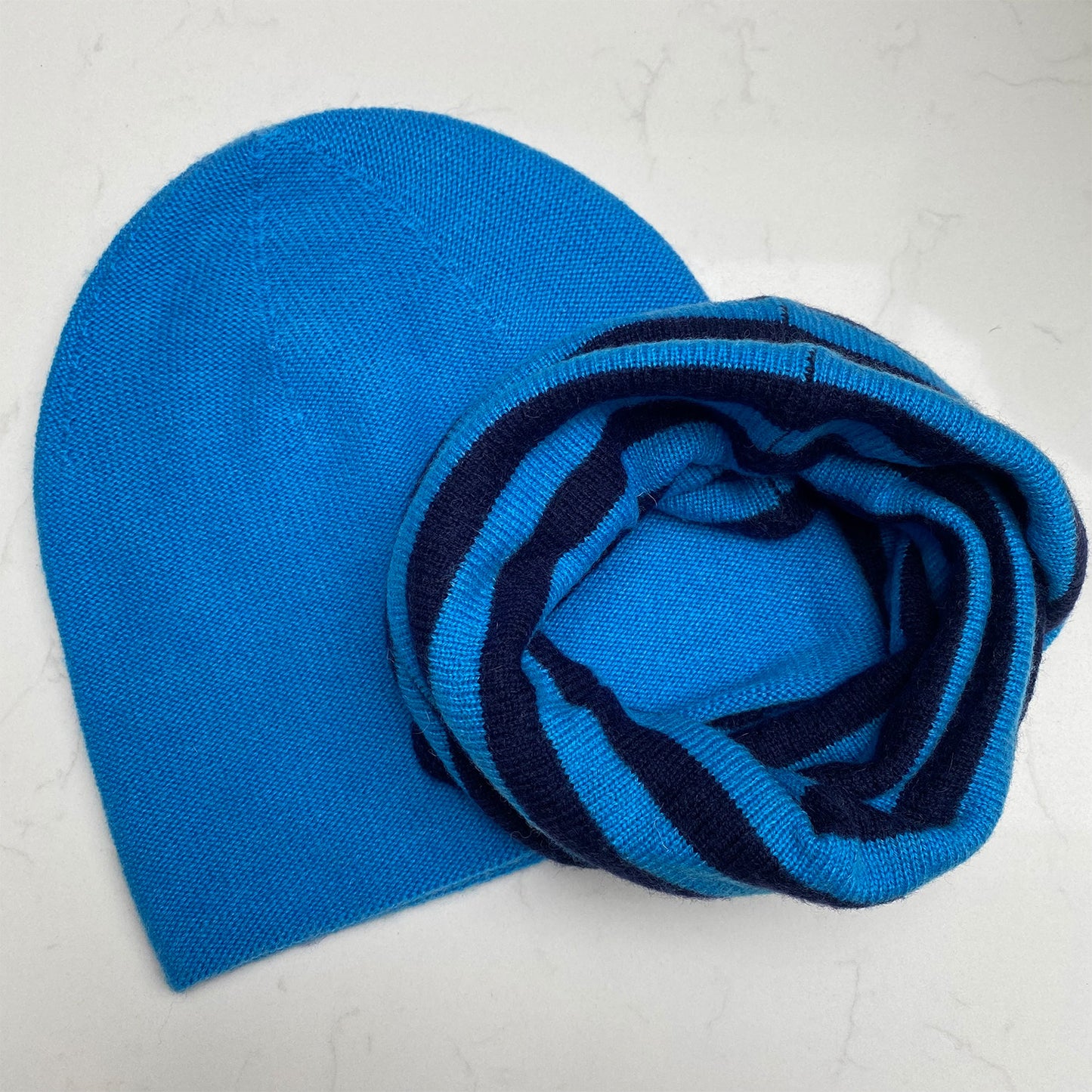 Cashmere Beanie Hat - Cyan Blue