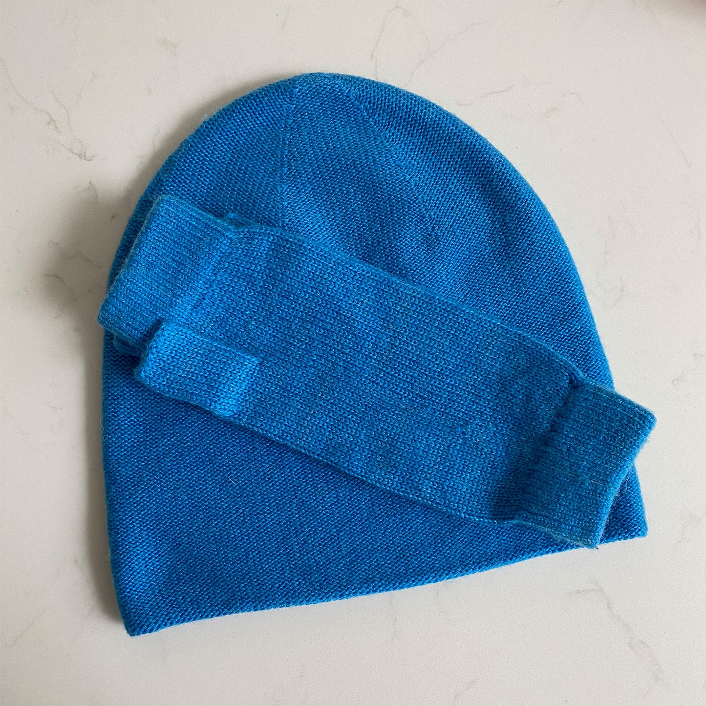 Cashmere Beanie Hat - Cyan Blue